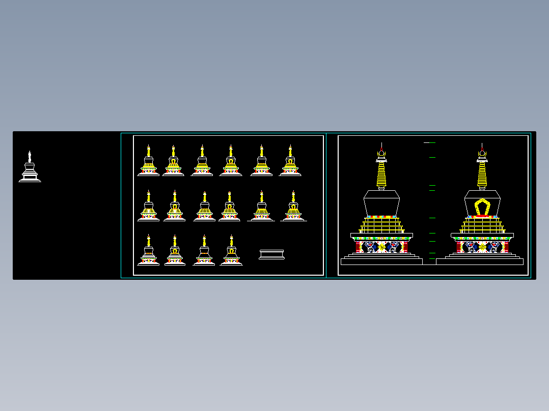 泰国风格的佛塔cad设计cad图纸图1纸
