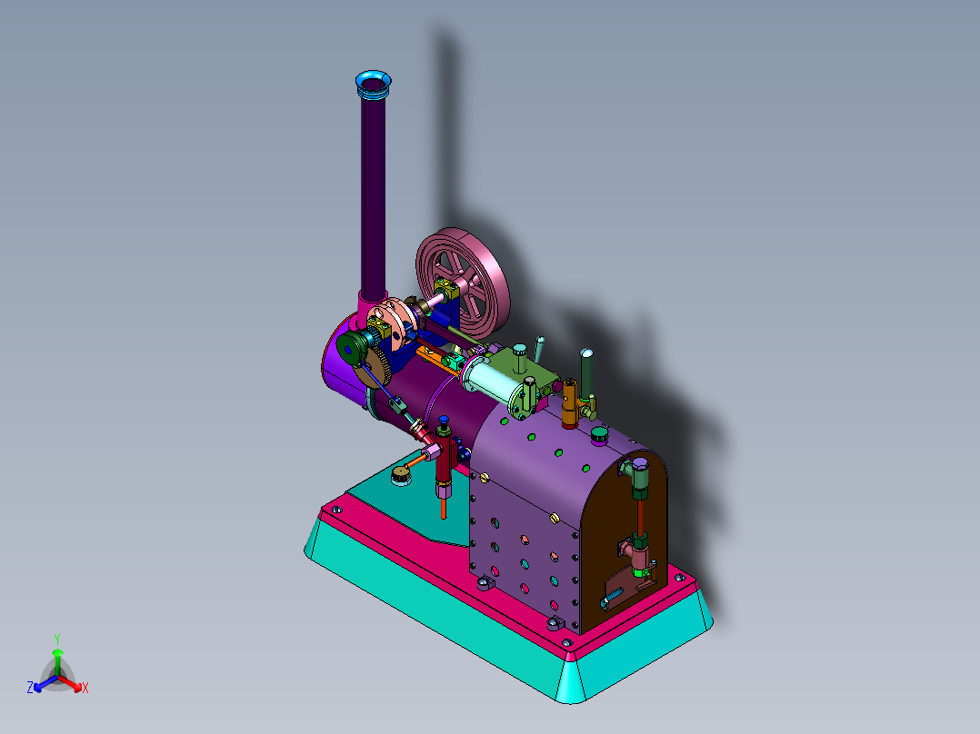 博物馆蒸汽火车驱动器
