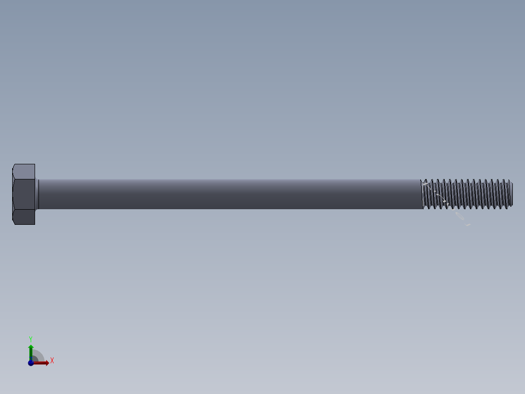UNC 六角螺栓-Hex Bolt 0.250-20 x 4.SLDPRT前视图