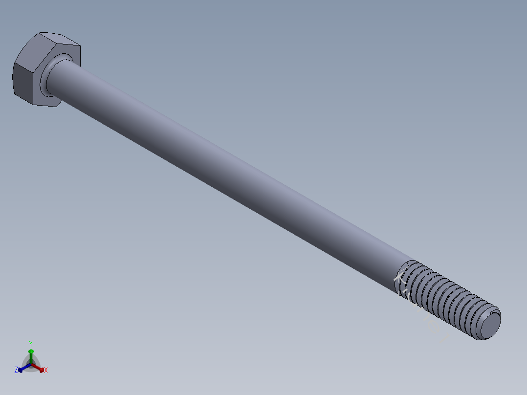 UNC 六角螺栓-Hex Bolt 0.250-20 x 4.SLDPRT正等轴测图