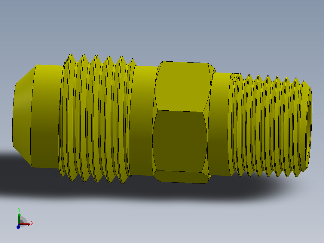 喇叭形 45D 半接头连接器-FLARE 45D 5-16 Tube OD-1-2-20 x 1-8 NPT.SLDPRT主视图