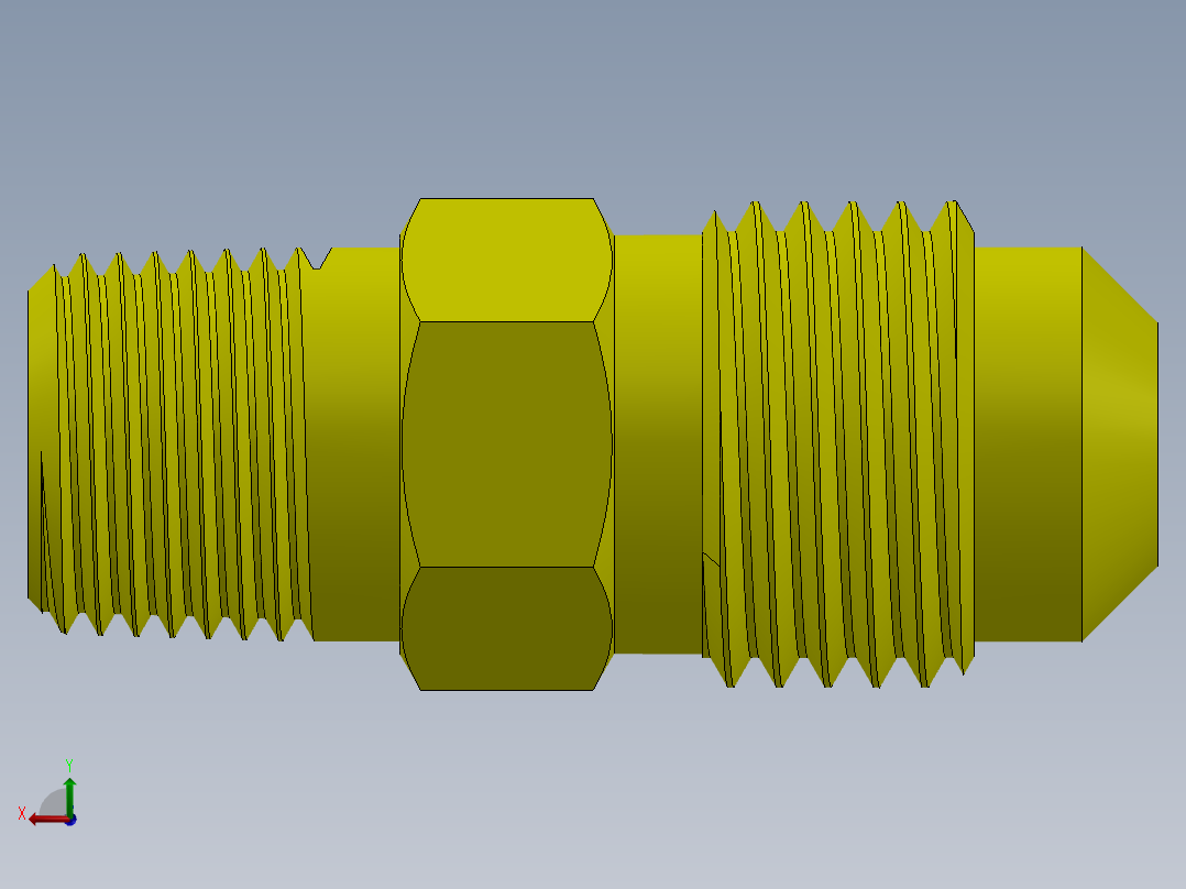 喇叭形 45D 半接头连接器-FLARE 45D 5-16 Tube OD-1-2-20 x 1-8 NPT.SLDPRT后视图