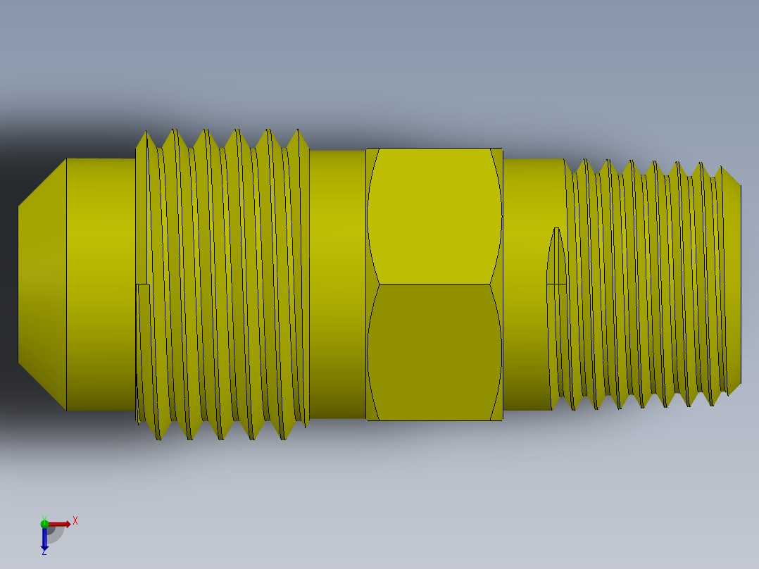 喇叭形 45D 半接头连接器-FLARE 45D 5-16 Tube OD-1-2-20 x 1-8 NPT.SLDPRT俯视图