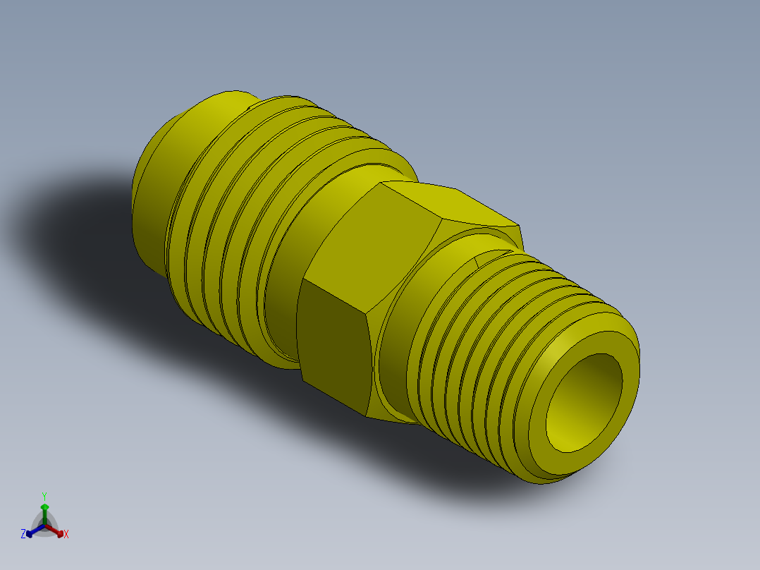 喇叭形 45D 半接头连接器-FLARE 45D 5-16 Tube OD-1-2-20 x 1-8 NPT.SLDPRT正等轴测图