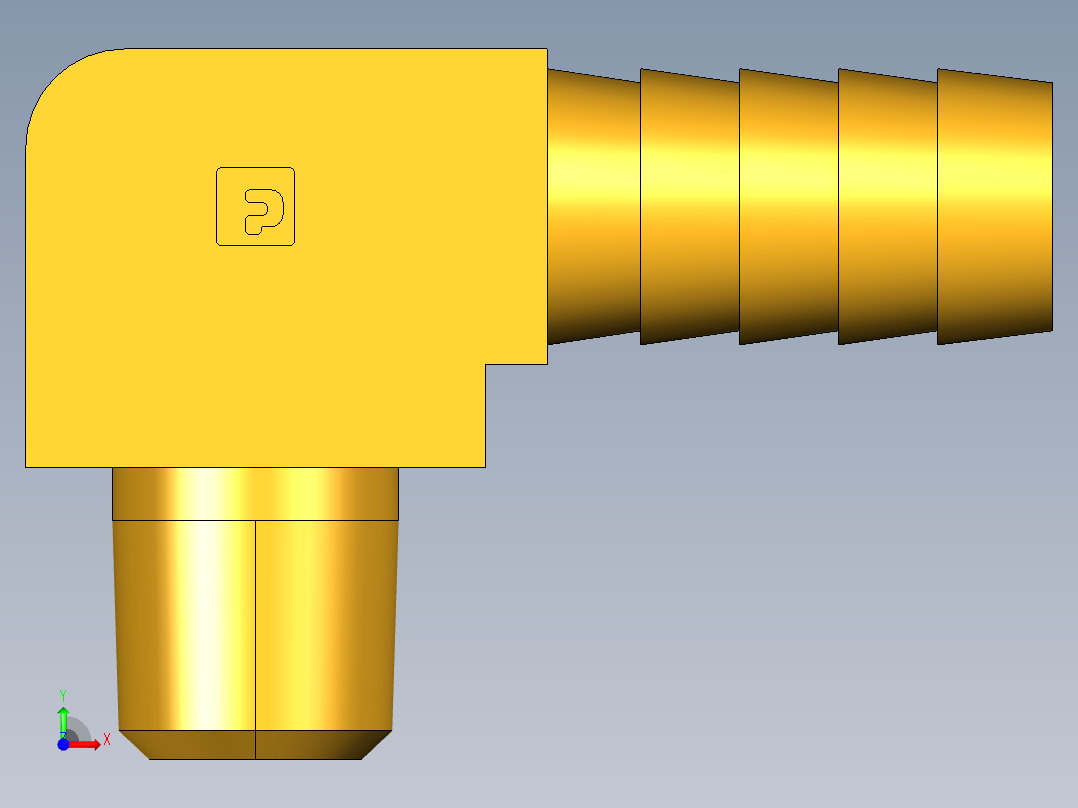 倒齿式工业管接头Hose Barb 90Deg Elbow to Male Pipe 129HB-8-4前视图