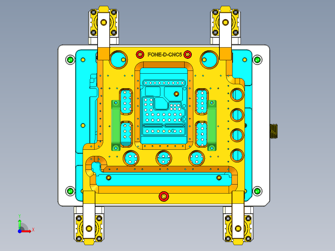 FONE-D-CNC5笔记本CNC工装夹具三维模型-0704前视图