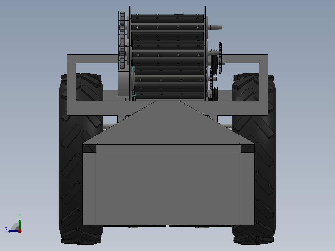 甘蔗收割机全套右视图