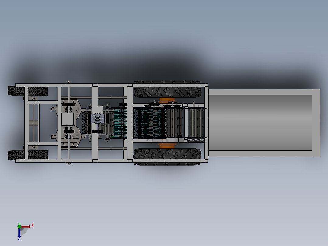 甘蔗收割机全套俯视图
