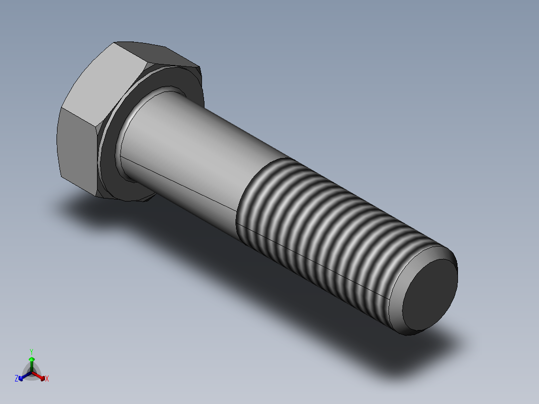 六角头螺栓C级M20×80正等轴测图