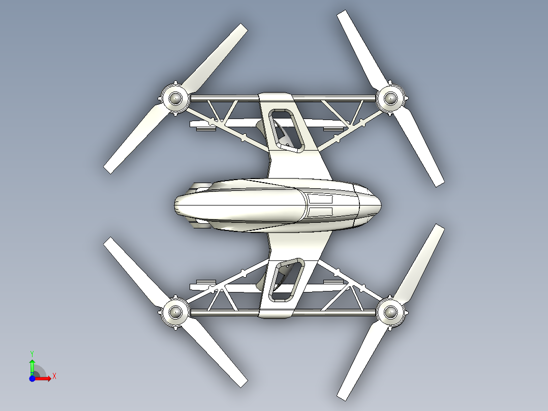 yuneec q500四轴无人机3D建模图纸前视图