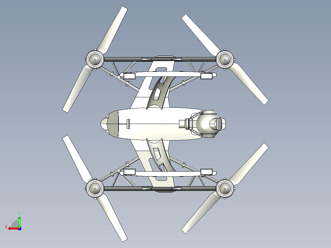 yuneec q500四轴无人机3D建模图纸后视图