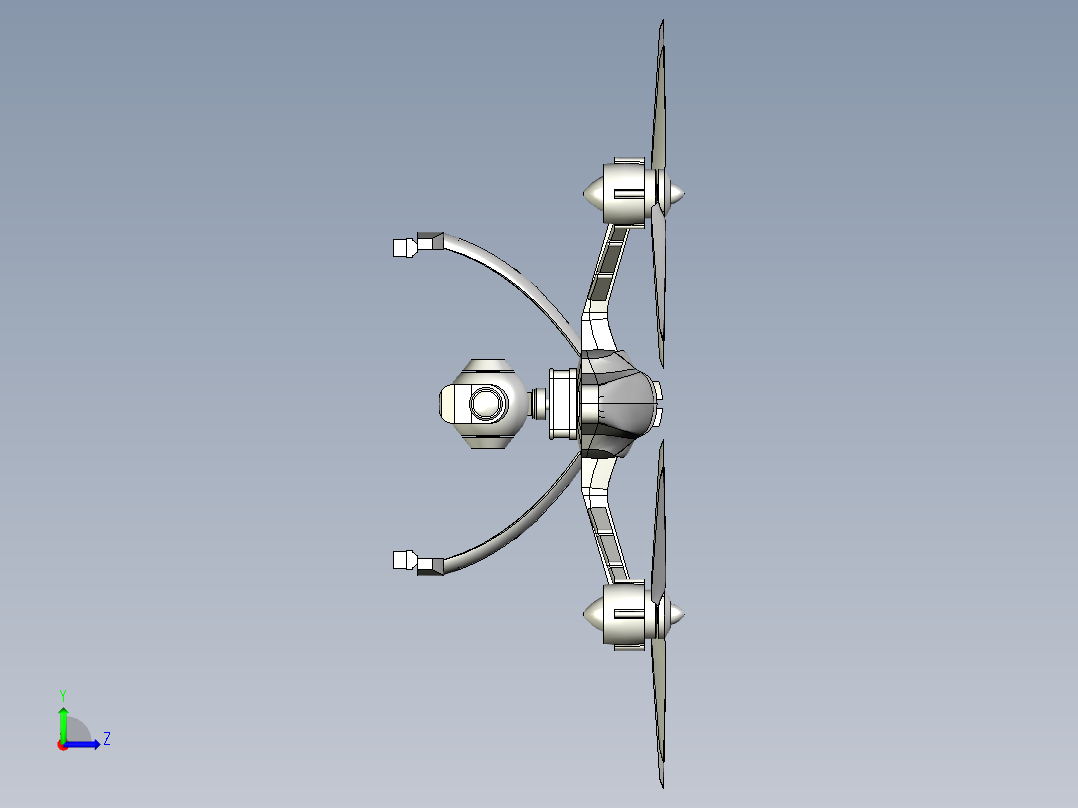 yuneec q500四轴无人机3D建模图纸左视图