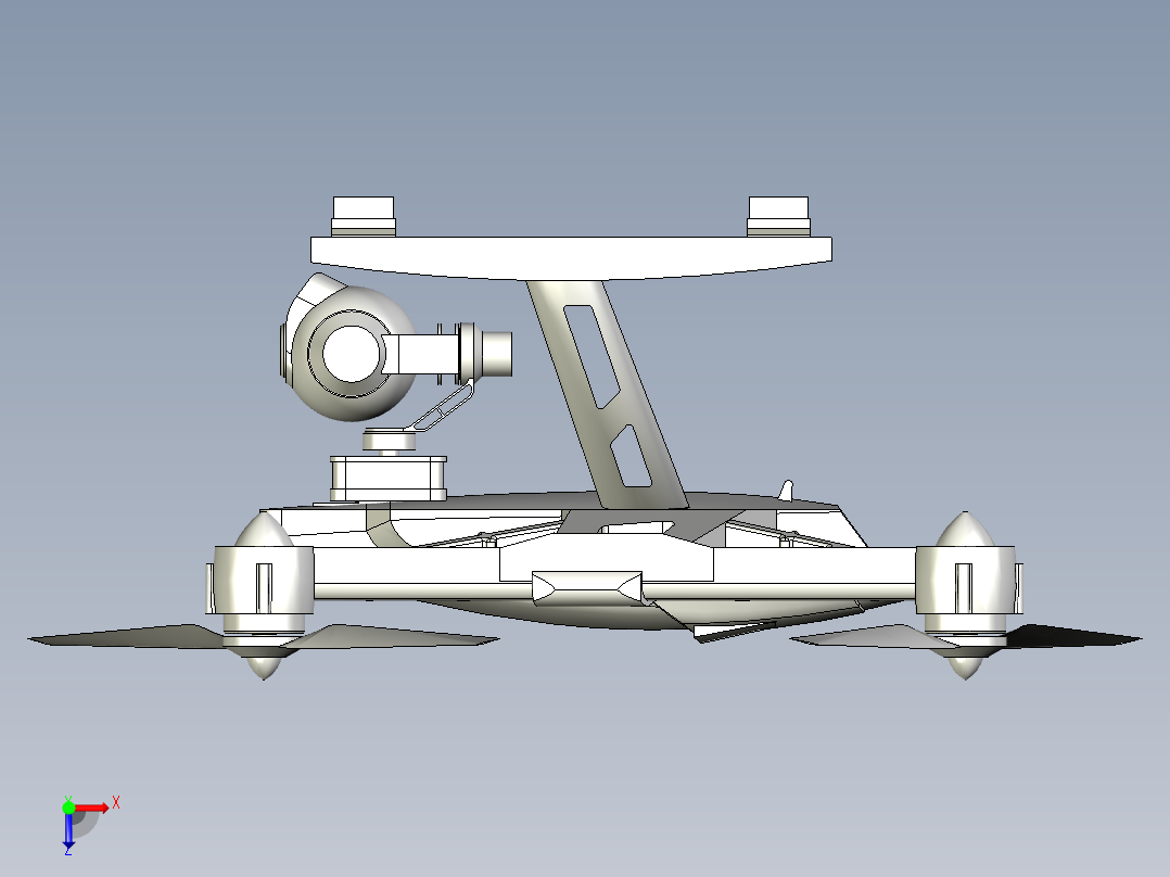 yuneec q500四轴无人机3D建模图纸俯视图