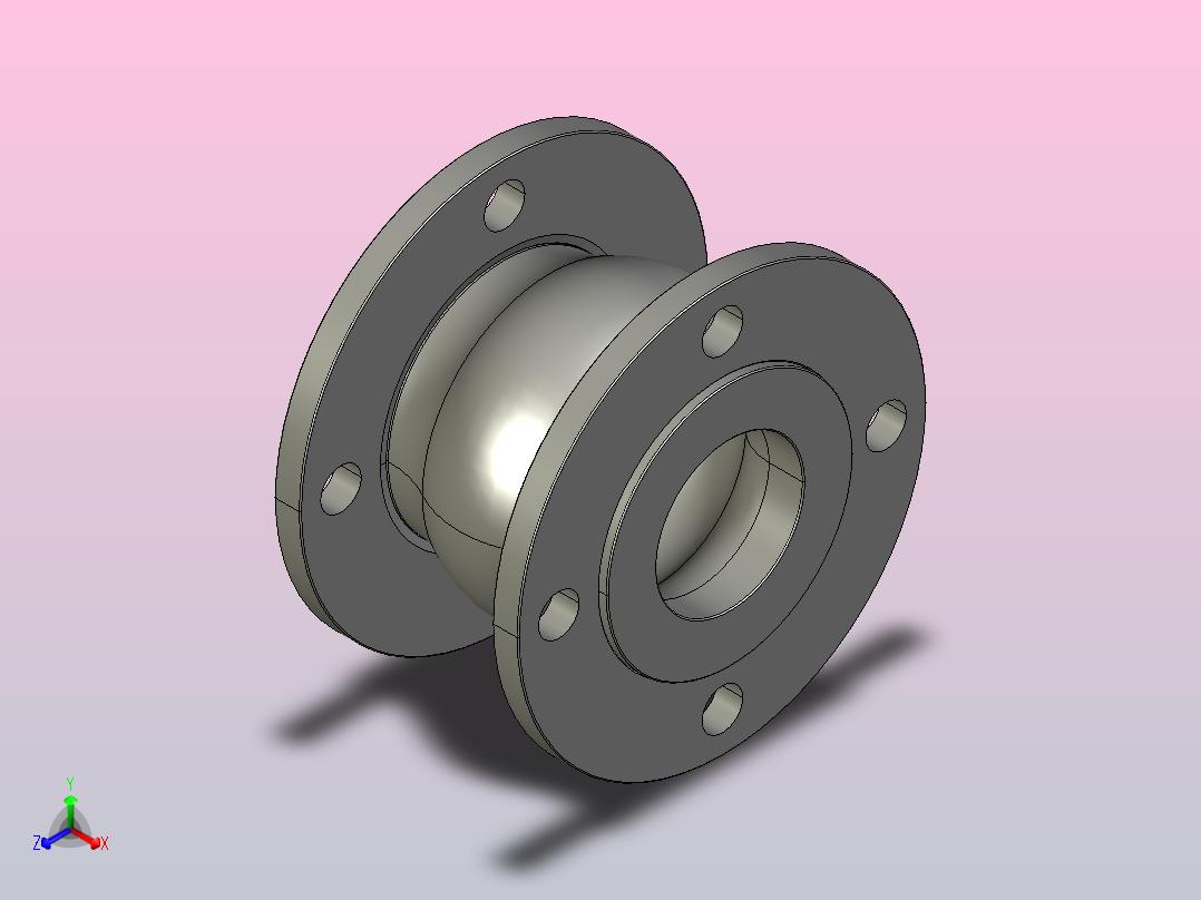 KXT型可曲挠橡胶接头[KXT-(Ⅰ)-DN65]正等轴测图