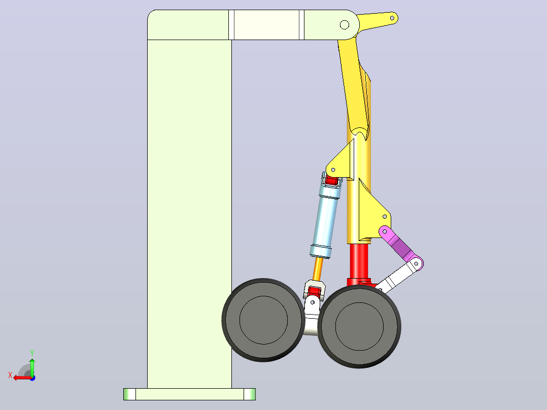 轰炸机起落架简易结构3D图纸 STEP格式后视图