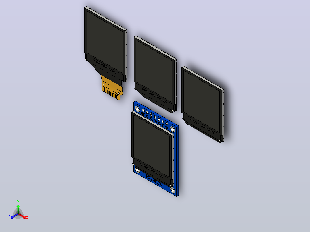 1.3 TFT IPS模块(ST7789)正等轴测图