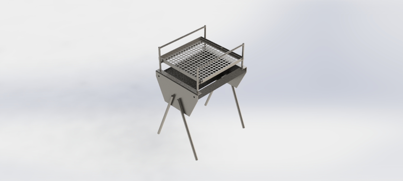 手提式简易烧烤架3D数模图纸 Solidworks设计