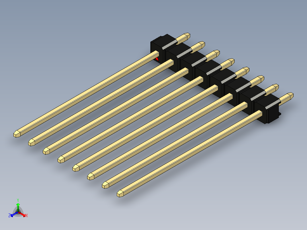 彩色公头100mil（2.54mm）系列-DS1021_black_1x08p_100mil_Type43_rev1.0主视图