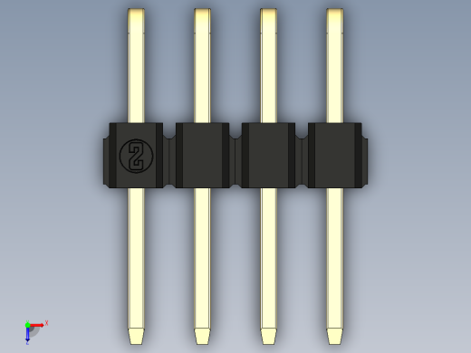 彩色公排针 100mil 2.54mm 系列-DS1022_black_2x04p_100mil_TypeD_rev1.0俯视缩略图