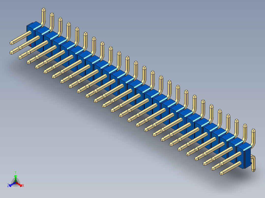 彩色公排针 100mil 2.54mm 系列-DS1022_blue_52p_100mil_TypeSMT_rev1.0主视图