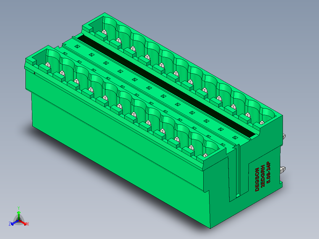 DEGSON 2EDG 系列 5.08mm 可插拔接线端子组-2EDGRH-5.08-24P-14-00AH正等轴测图