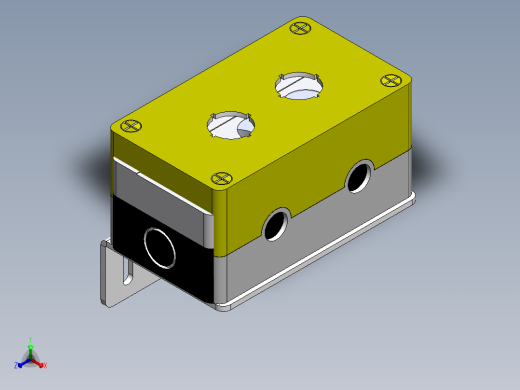 二孔按钮盒组件（施耐德）正等轴测缩略图