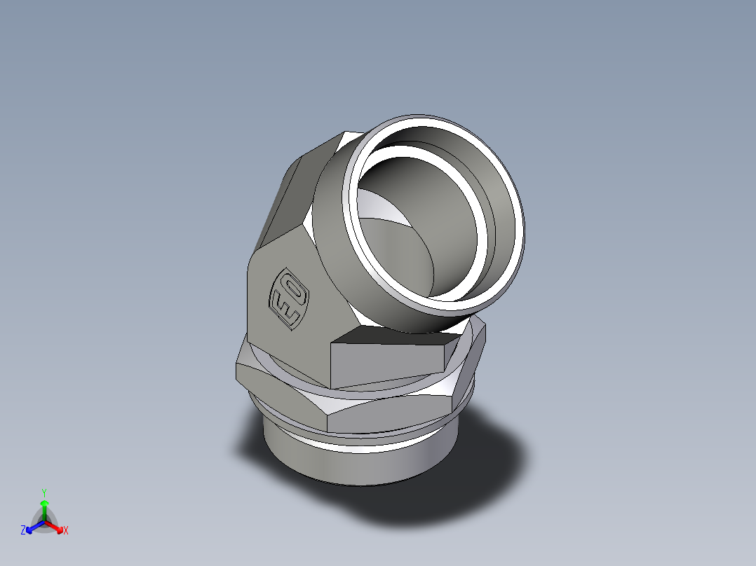 卡套式工业通用硬管接头EO_Adjustable_locknut_45_deg_elbow_VEE42LMOMDCF主视图