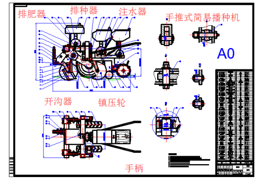 手推式简易型单行播种机设计缩略图