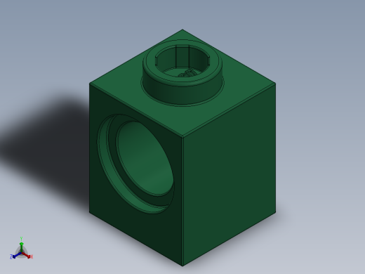 乐高机械组积木（横梁）-4522678 - 6541 Dark Green Technic Brick 1 x 1 with Hole正等轴测缩略图