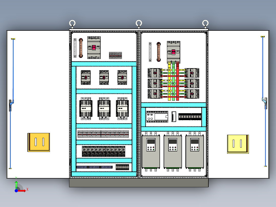 双柜组装120A交流接触器控制柜+630A竖装plc软启动控制柜 56220前视图