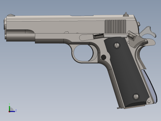 手枪左轮冲锋枪老式狙击步枪设计3D图纸gun-m1911-a1-all-parts SW STP左视缩略图