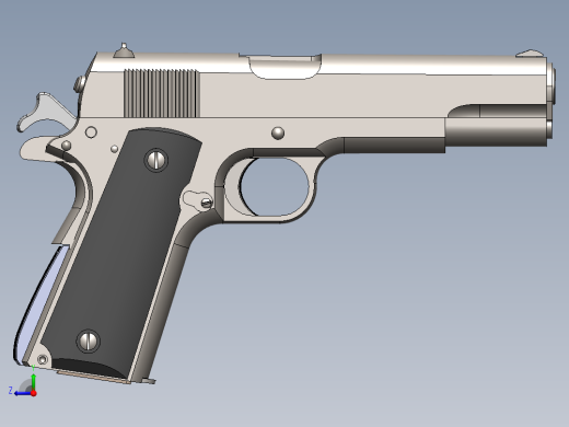 手枪左轮冲锋枪老式狙击步枪设计3D图纸gun-m1911-a1-all-parts SW STP右视缩略图