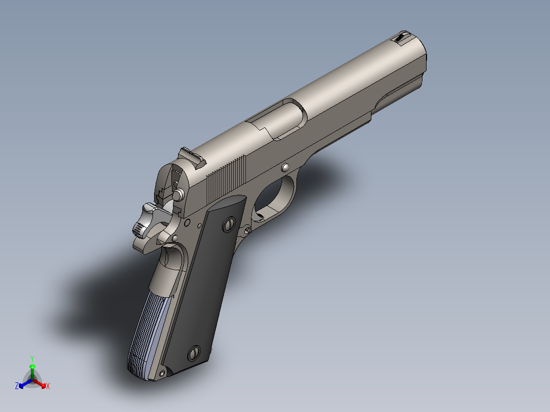 手枪左轮冲锋枪老式狙击步枪设计3D图纸gun-m1911-a1-all-parts SW STP正等轴测图