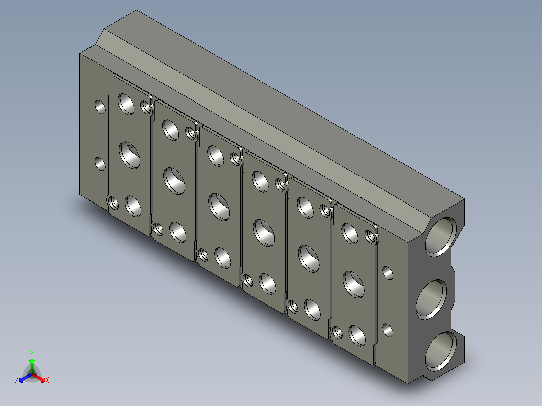 7V200M6F电磁阀底座正等轴测图