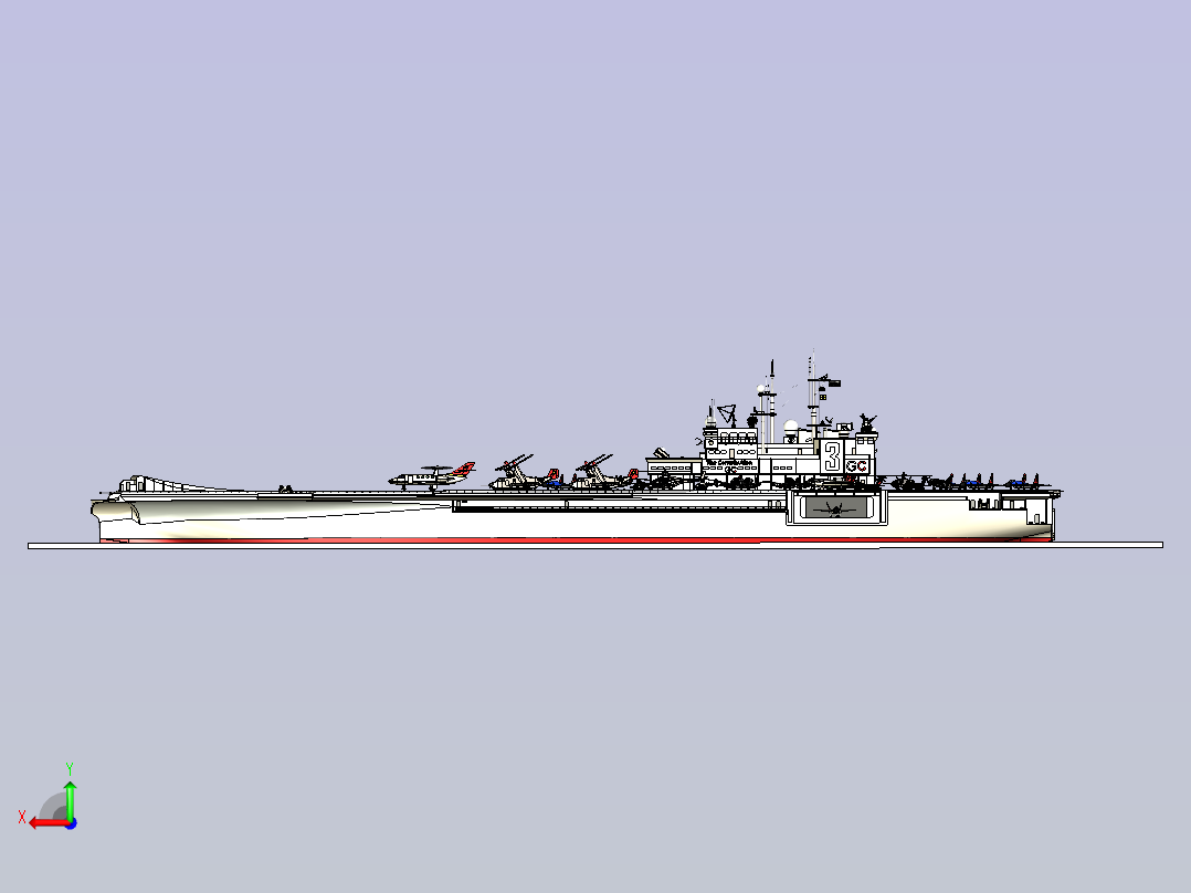 航母及配套歼-10武直等飞机模型玩具三维图纸后视图