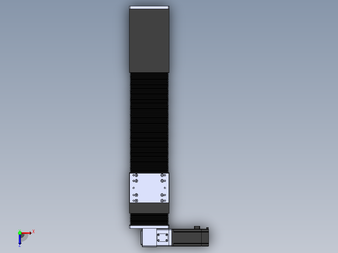 直线模组DMBF100-LTCR（左折直连带电机座）[DMBF100-L45S500-DT400-A2U-LTCR]俯视图