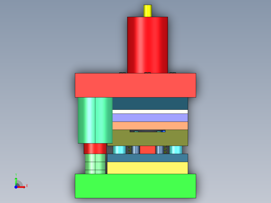 侧滑板精冲模前视图