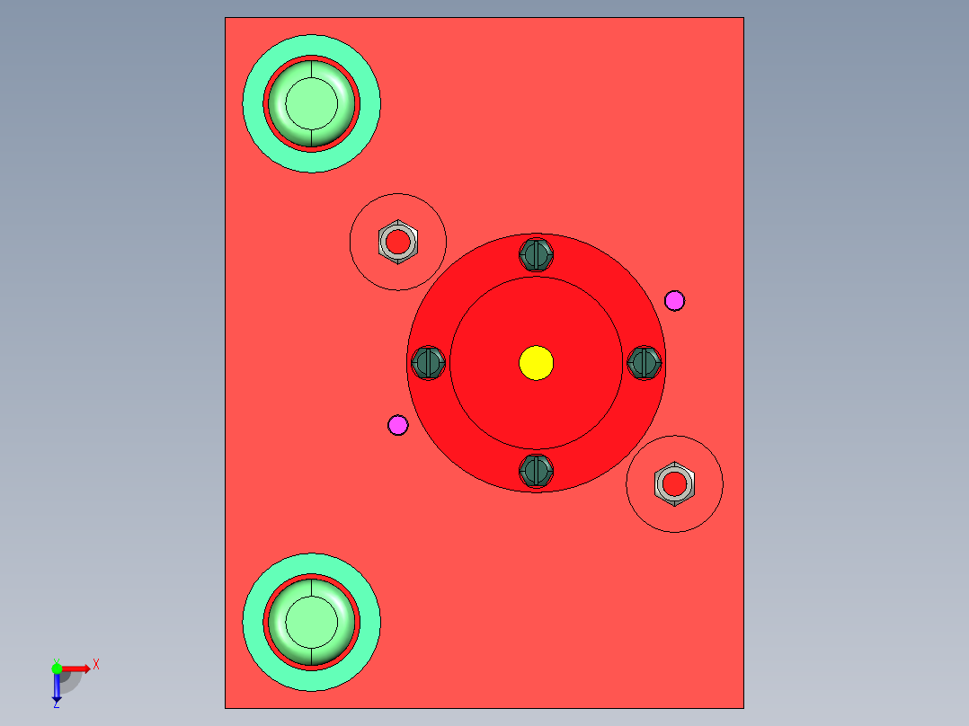 侧滑板精冲模俯视图