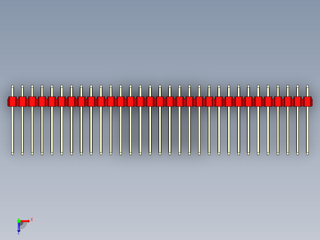 彩色公头100mil（2.54mm）系列-DS1021_red_1x31p_100mil_Type5_rev1.0俯视图