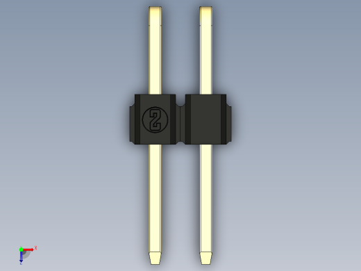 彩色公排针 100mil 2.54mm 系列-DS1022_black_2x02p_100mil_TypeD_rev1.0俯视缩略图