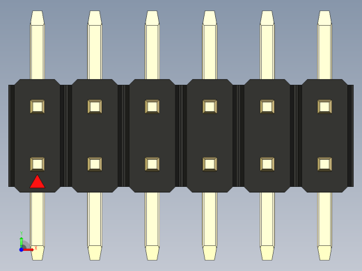 彩色公排针 100mil 2.54mm 系列-DS1022_black_12p_100mil_TypeSMT_rev1.0前视缩略图