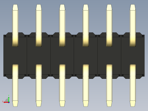 彩色公排针 100mil 2.54mm 系列-DS1022_black_12p_100mil_TypeSMT_rev1.0后视缩略图