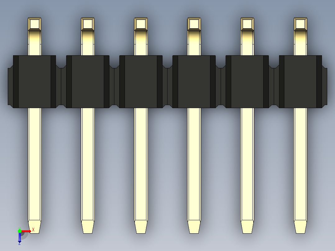 彩色公排针 100mil 2.54mm 系列-DS1022_black_12p_100mil_TypeSMT_rev1.0俯视图