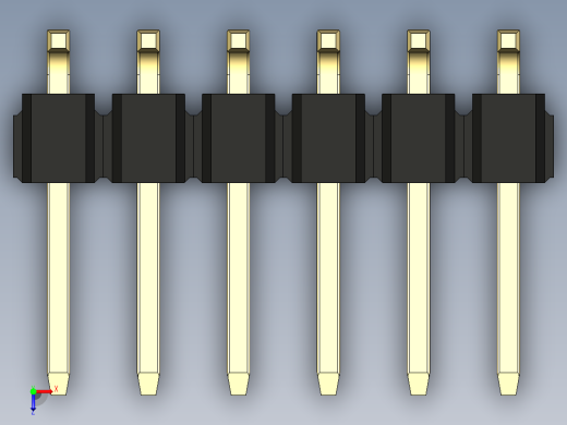 彩色公排针 100mil 2.54mm 系列-DS1022_black_12p_100mil_TypeSMT_rev1.0俯视缩略图