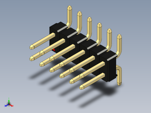 彩色公排针 100mil 2.54mm 系列-DS1022_black_12p_100mil_TypeSMT_rev1.0正等轴测缩略图