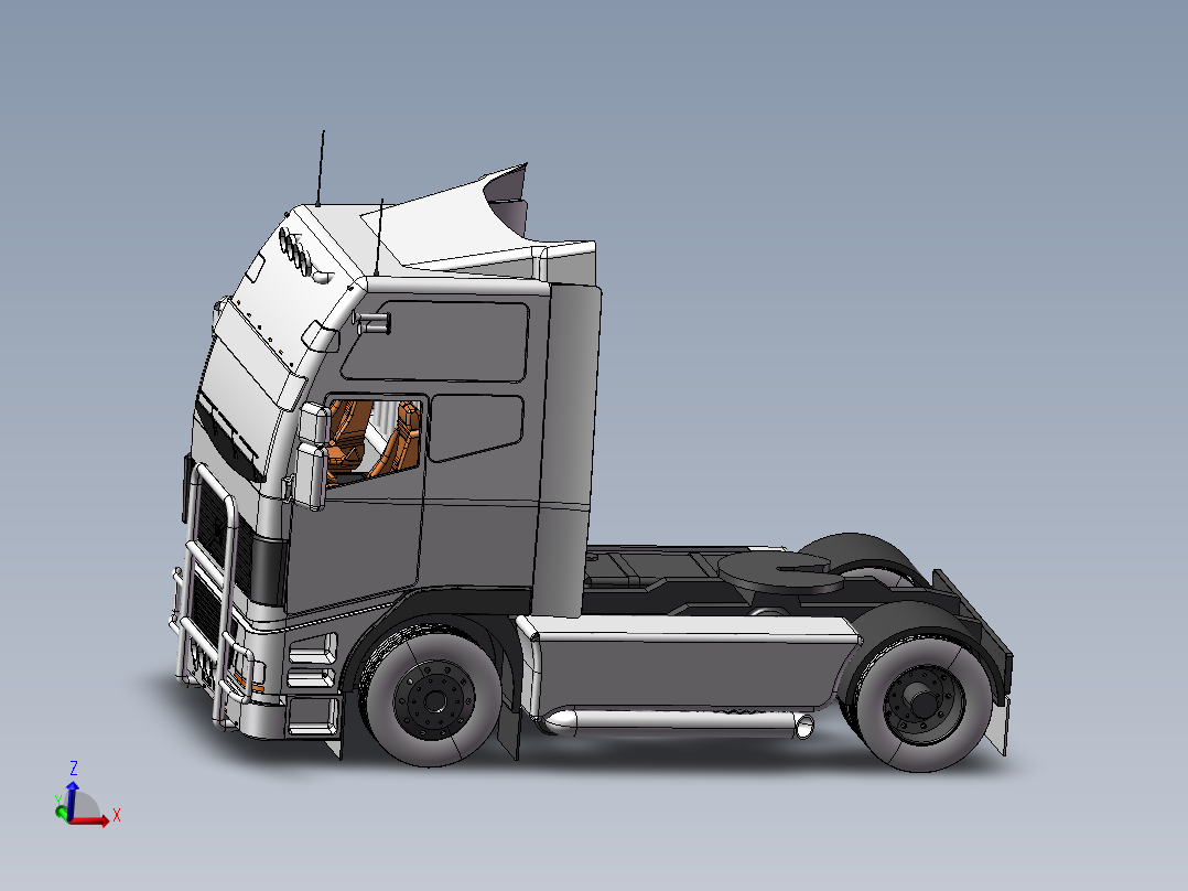 10.挂车-车头 3d模型图纸