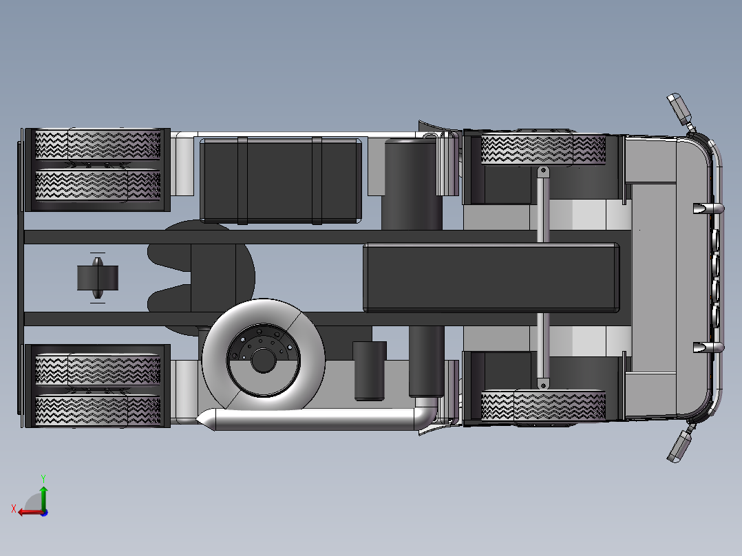 10.挂车-车头 3d模型图纸后视图
