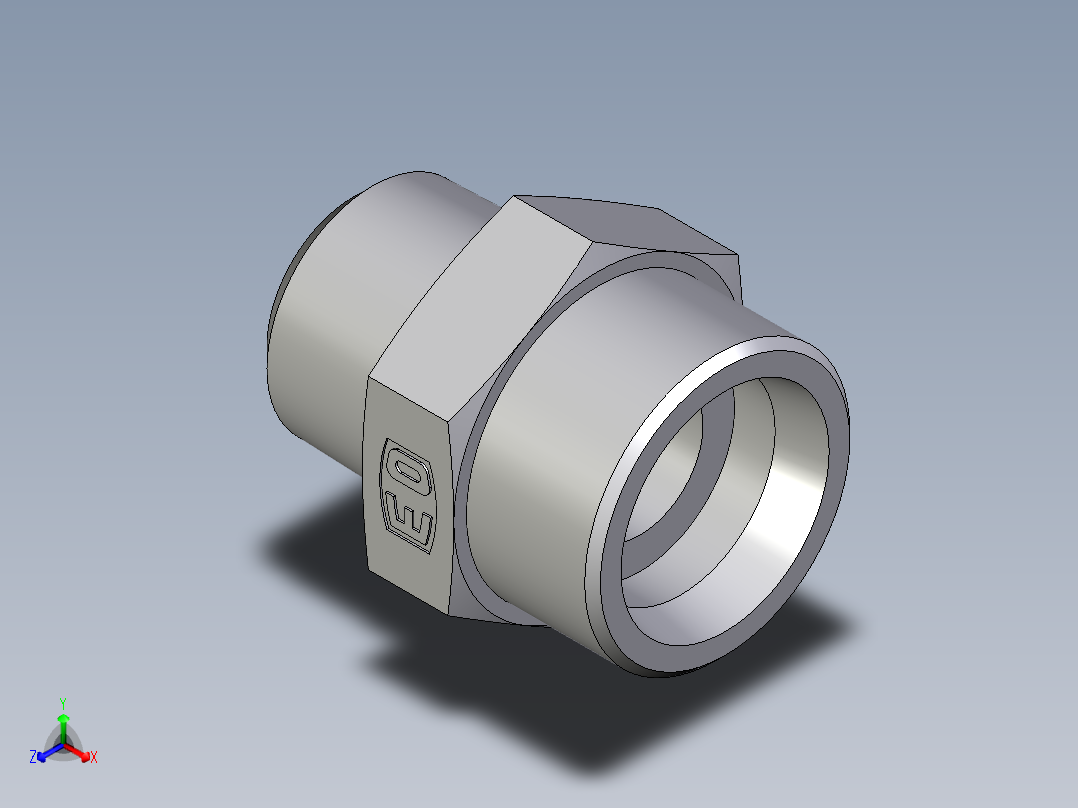 卡套式工业通用硬管接头EO_Male_Stud_connector_GE30S1NPTCFX正等轴测图
