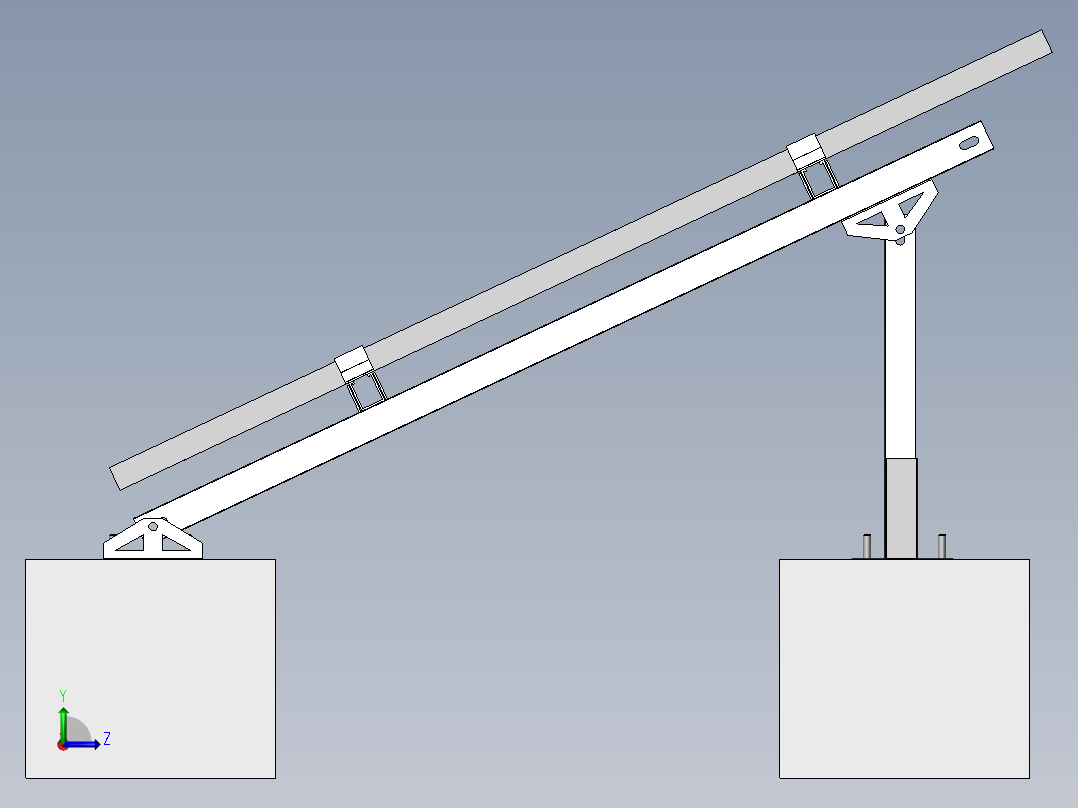 光伏支架三维效果三维SW左视图