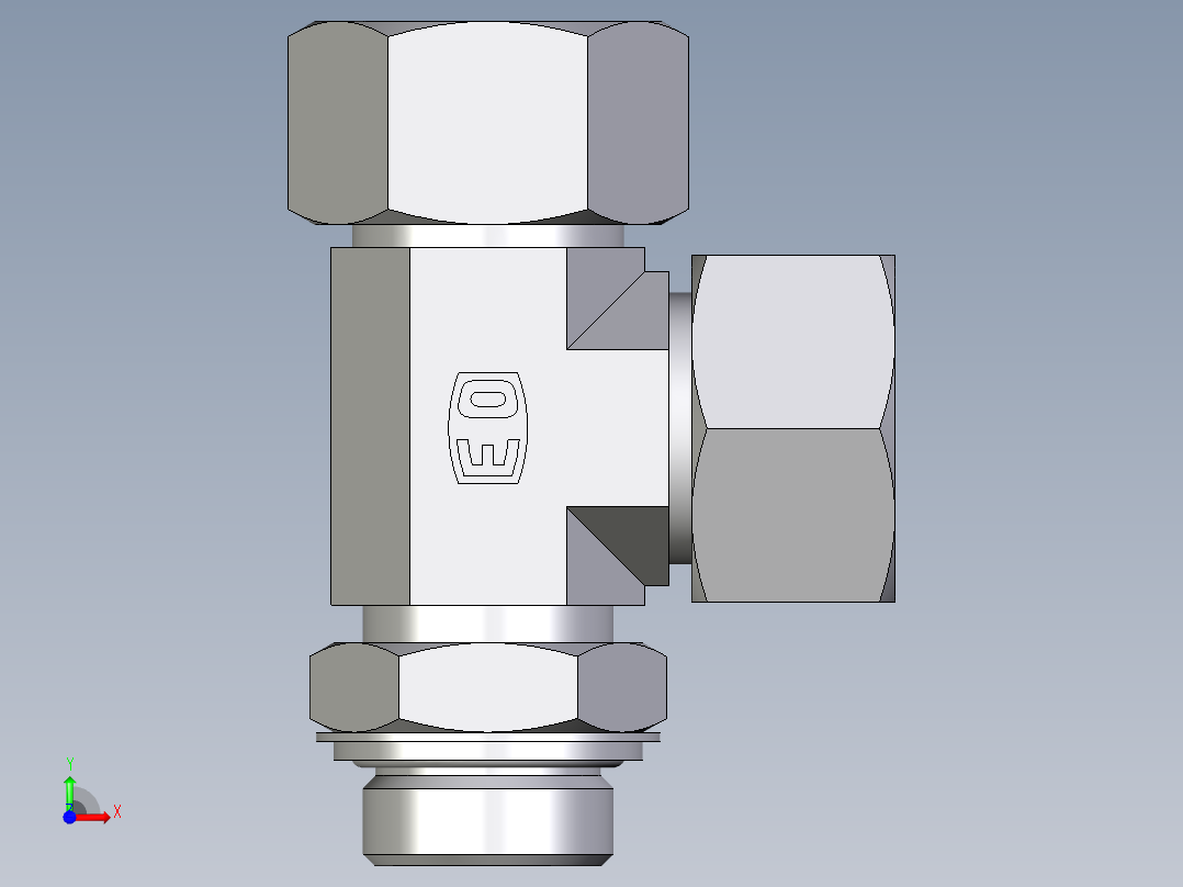 卡套式工业通用硬管接头EO_Adjustable_locknut_run_tee_LEE25SRCF前视图